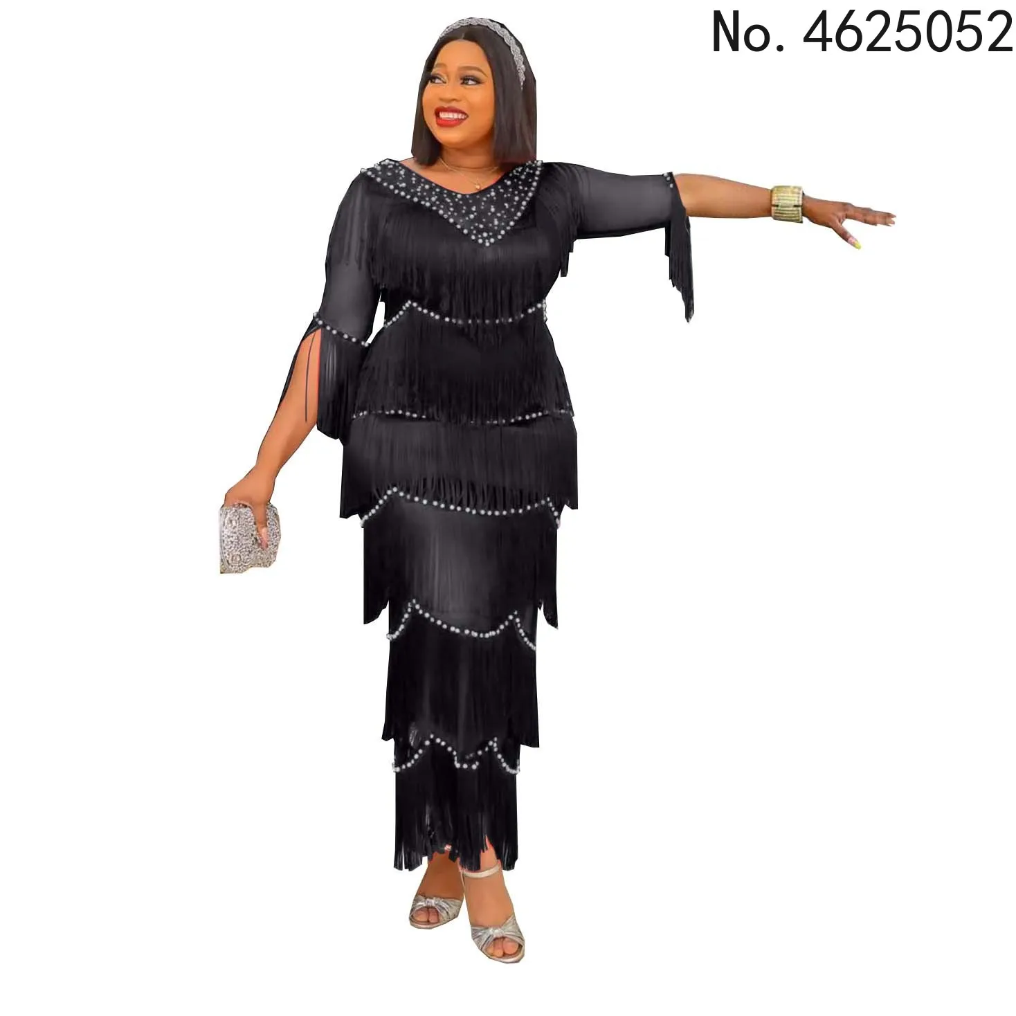

New Fashion Tassel Pencil High Waist Stretch Bodycon Rhinestones Sheath Women Long Party Dresses Ladies Slim Fringe Dance Dress
