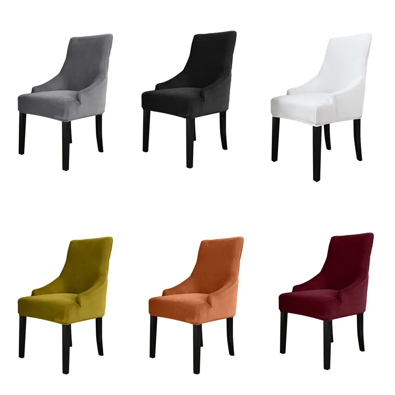 Sloping Armchair Cover Airldianer Chair Velvet Stretch Dining Slipcovers Solid Color Spandex Plush Covers Protector |