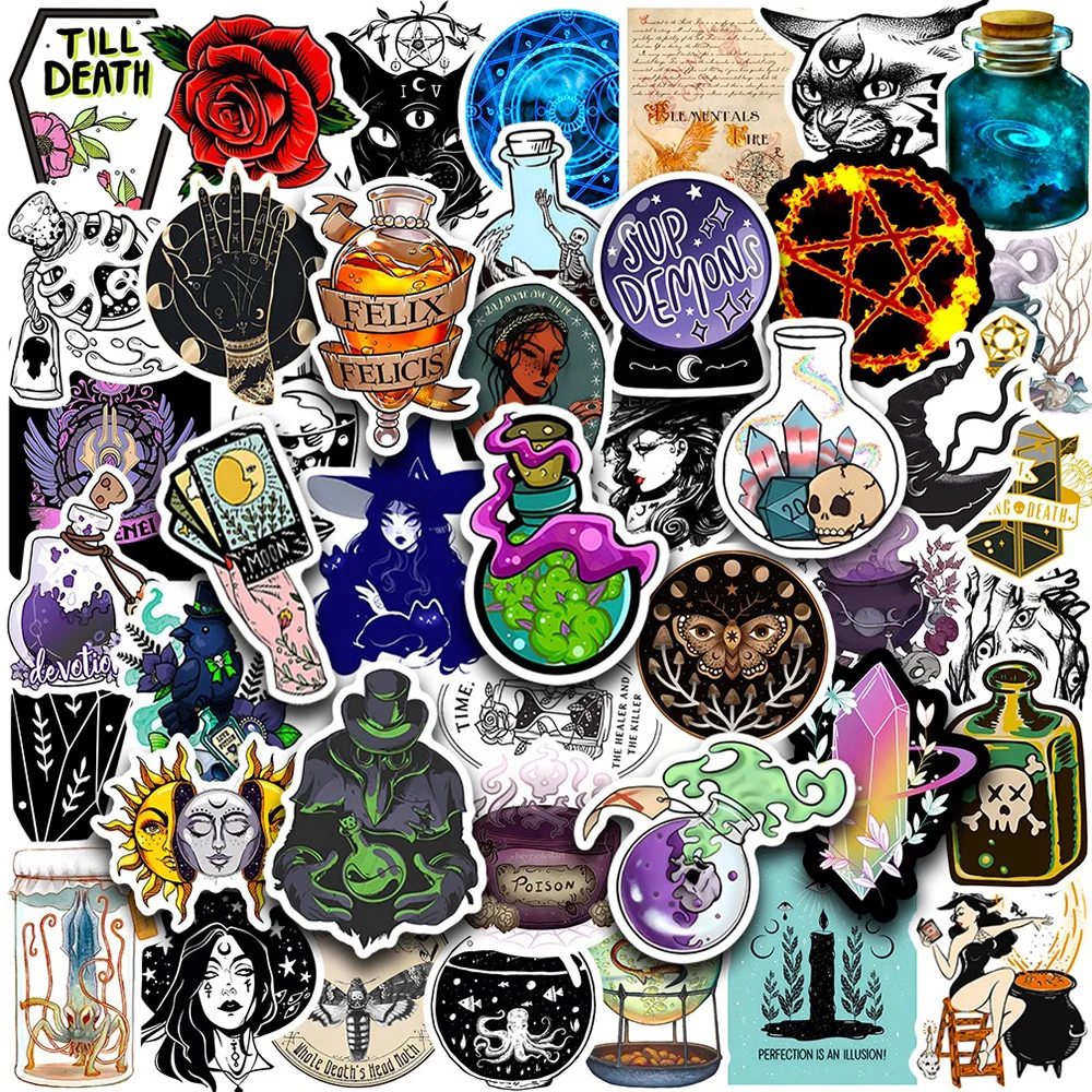 

10/30/50PCS Apotheca Magic Witch Lucky Crystal Sticker DIY Phone Laptop Luggage Skateboard Graffiti Decals Fun for Kid Toys Gift