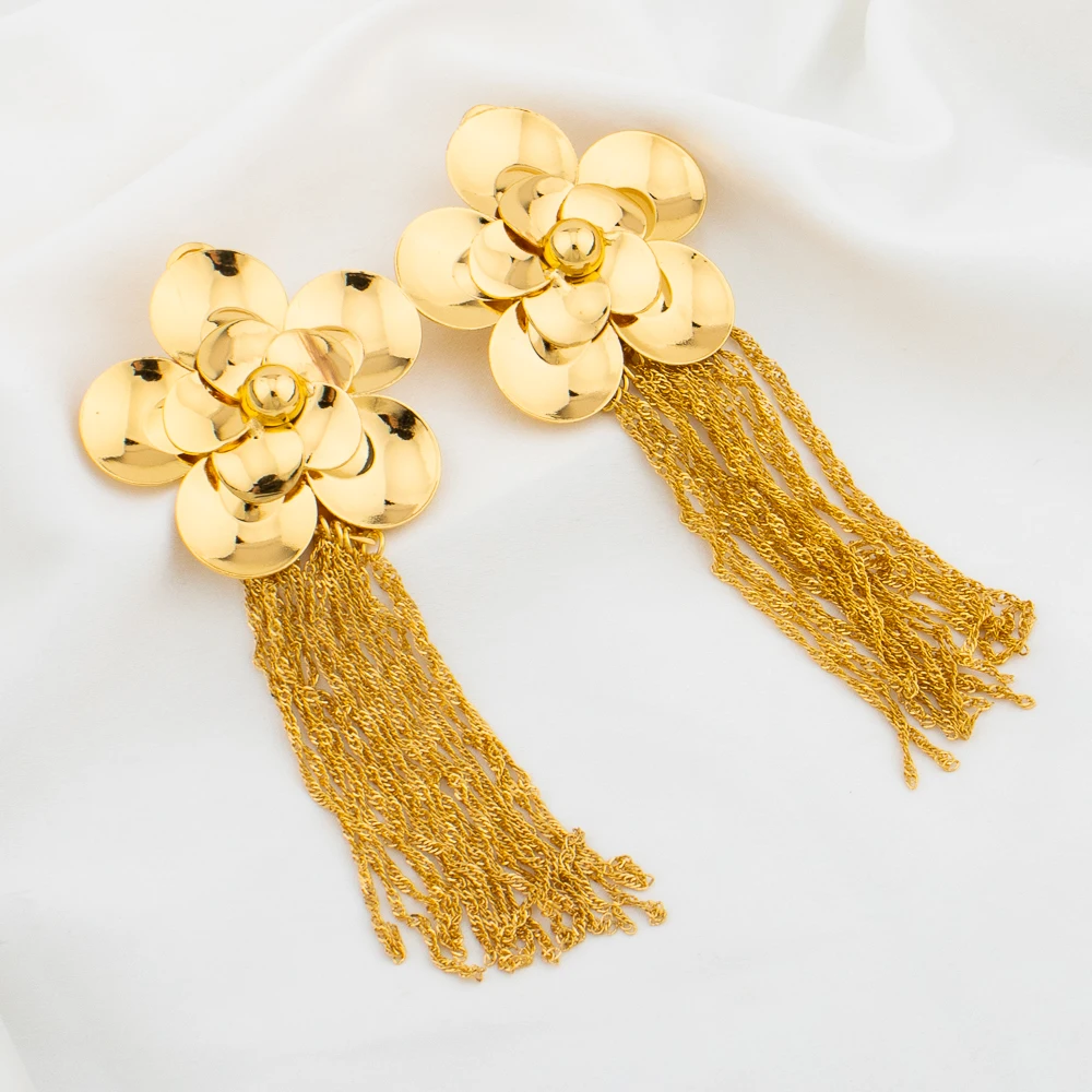 

Длинные висячие серьги YM с кисточками для женщин геометрическая форма цветка медные позолоченные Висячие серьги, украшения, подарки