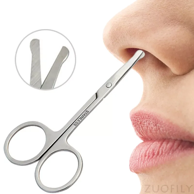 

1pc Stainless Steel Portable Round Head Curved Mustache Nose Ear Hair Remover Scissor Trimmer Safety Eyebrow Beauty Scissors