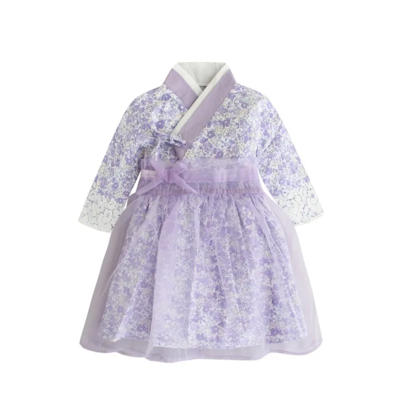 

2-8 Year Old Baby Cute Spring Dress Hanbok Dress Children'S Clothing Girls Flower Pattern Printing Performance Costumes LC779