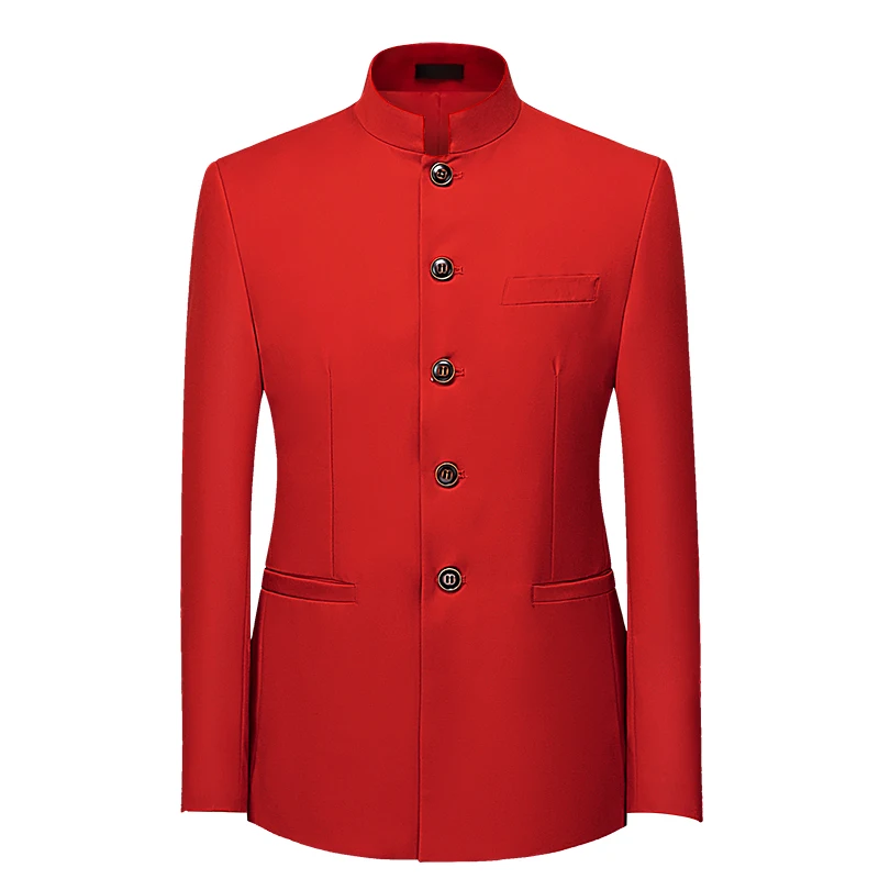 Однотонный деловой мужской пиджак с воротником-стойкой новинка в китайском