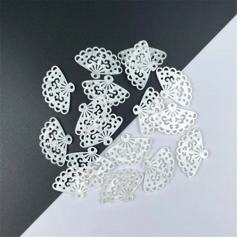 New Creative Acetic Acid Hollow Fan Charms Connectors Diy Pendant Earrings Hairpin Jewelry Making Resin Acessories Material