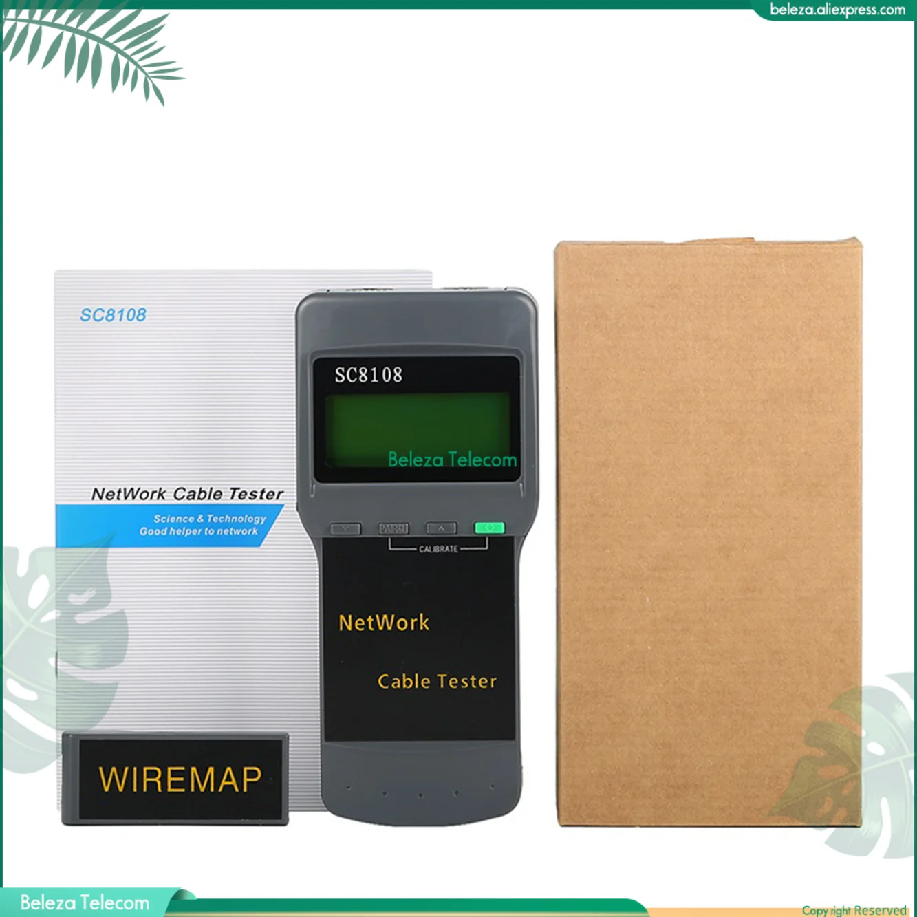 

Тестер сетевого кабеля SC8108, портативный измеритель сети с ЖК дисплеем и кабелем LAN для телефона, тестер с дисплеем RJ45