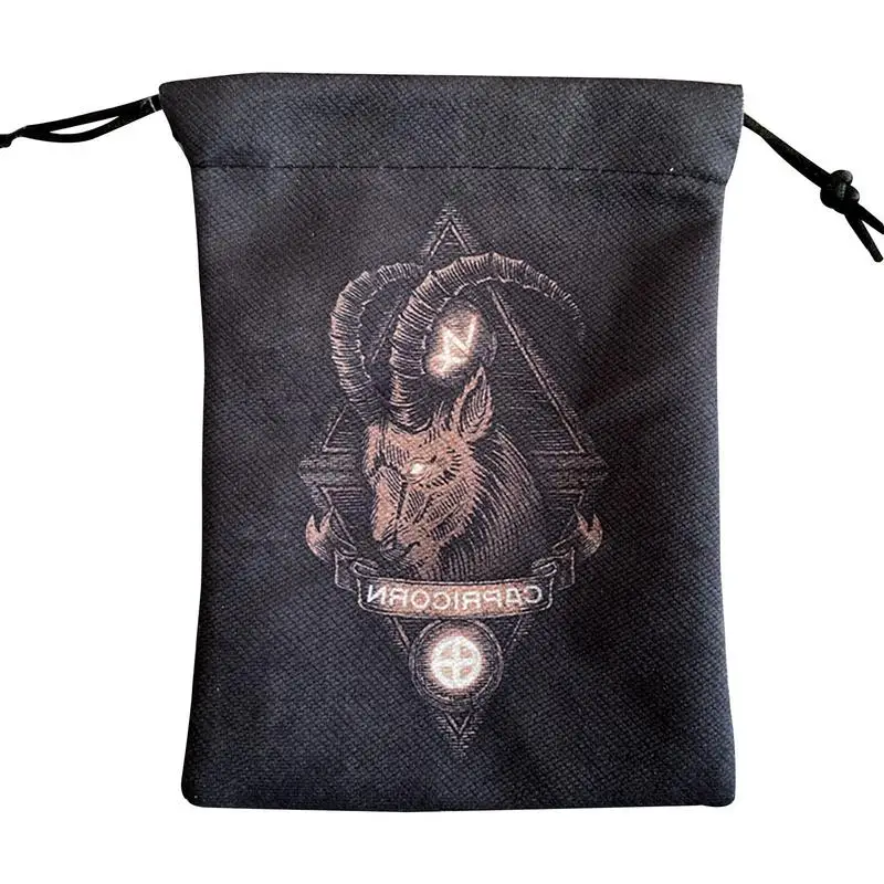 

Tarot Rune Bag Tarot Drawstring Storage Bags 5.12 X 7.09 Inch Cloth Gift Bags Small Size With Capricornus Pattern Tarot Card Bag