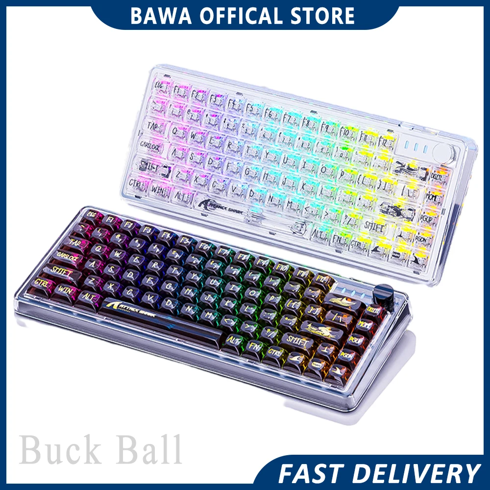 

Attack Shark K75 Transparent Keyboard 82 Keys Usb Wired Keyboard Gamer E-Sports Keyboard Accessory For Computer Man Gaming Gift
