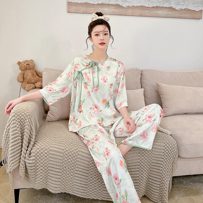 2023 Spring New Pajamas for Women's Chinese National Style Trendy Jacquard Tassel Casual Home Service Suit Can Be Worn Outside