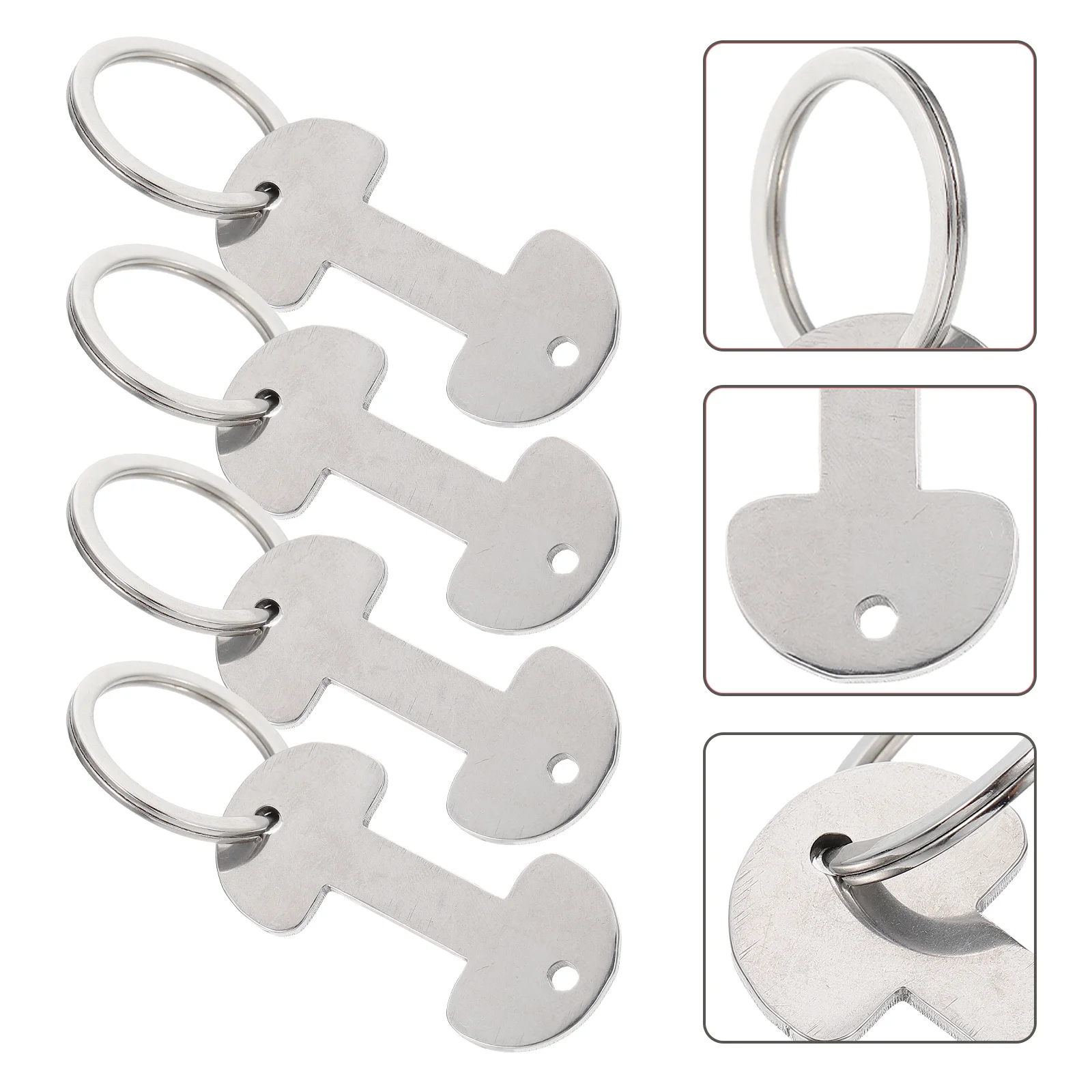 

Trolley Token Shopping Key Tokens Cart Keychain Keyring Ring Rings Metal Chain Remover Opener Pendant Coin Hanging Unlock Bottle
