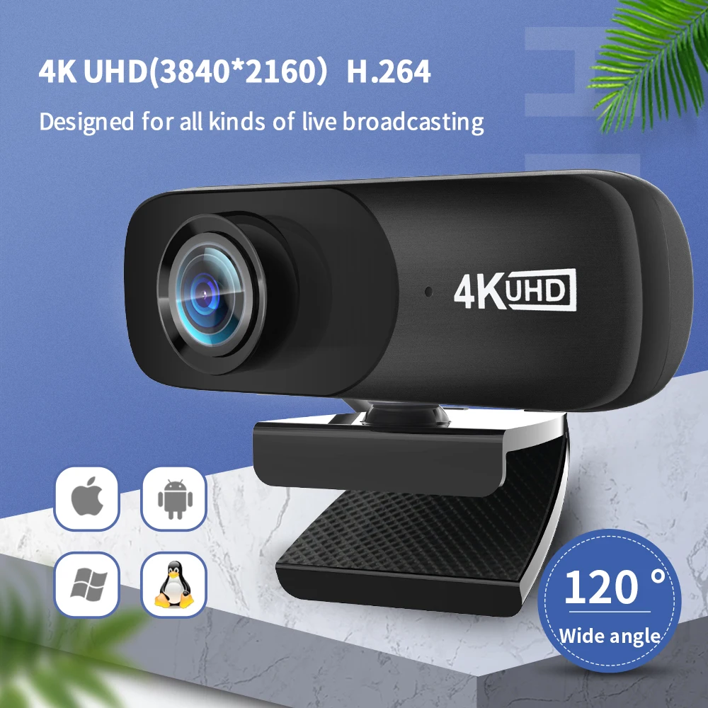 4K 3840*2160 Webcam Web Cam Web Camera With Microphone For Computer Live Broadcast Video Calling Conference