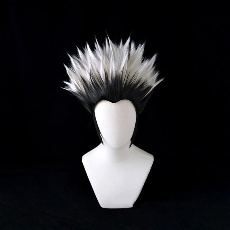 

Anime Haikyuu!! Kotaru Bokuto Cosplay Wigs Silver Mixed Black Short Fluffy Heat Resistant Synthetic Hair Wig