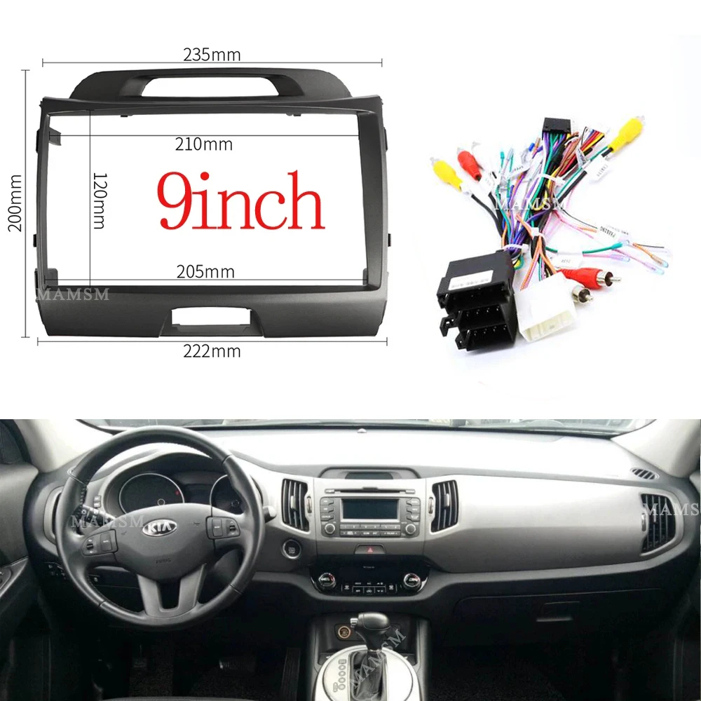 

9 inch Car Radio Fascia For KIA 2010 + Stereo Panel Dash Installation Kit Double Din Frame GPS DVD Bezel