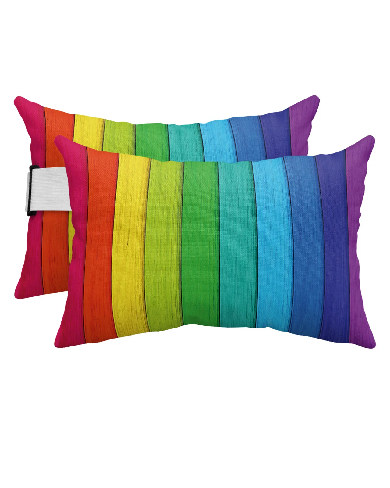 

Rainbow Vintage Wood Grain Waterproof Pillow With Insert Adjustable Elastic Lounge Chair Recliner Head Lumbar Travel Pillow
