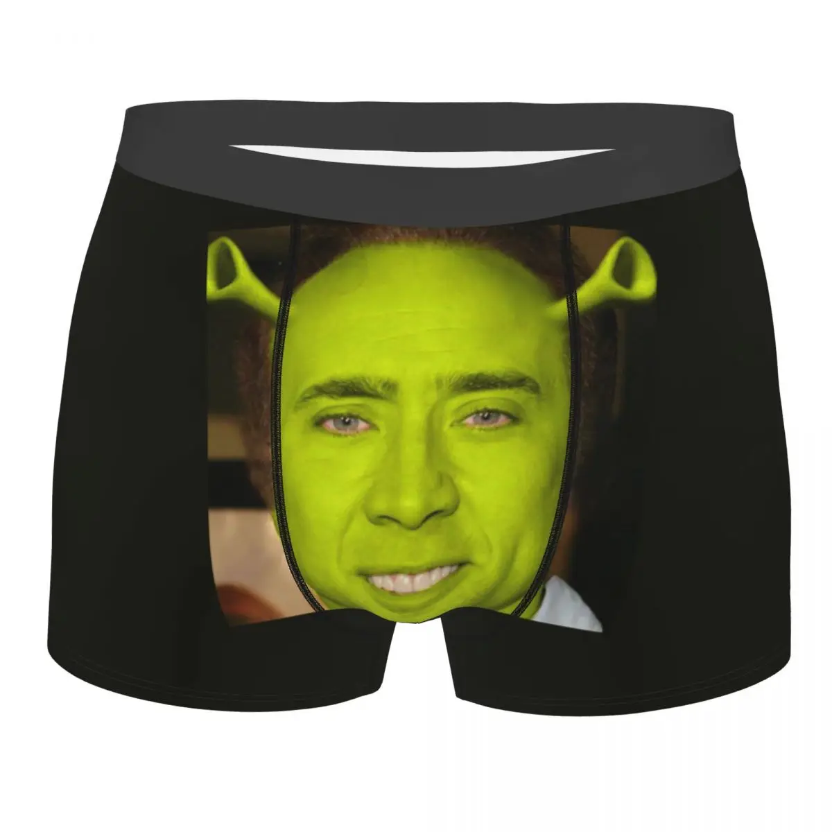 Men Nicolas Cage Shrek Underwear Funny Parody Hot Boxer Shorts Panties Male Polyester Underpants S-XXL