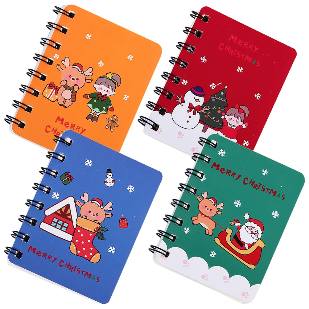

4 Pcs Daily Use Coil Notepad Writing Accessories Christmas Spiral Notebook Mini Pocket Memo Pads Compact Office Small Notepads