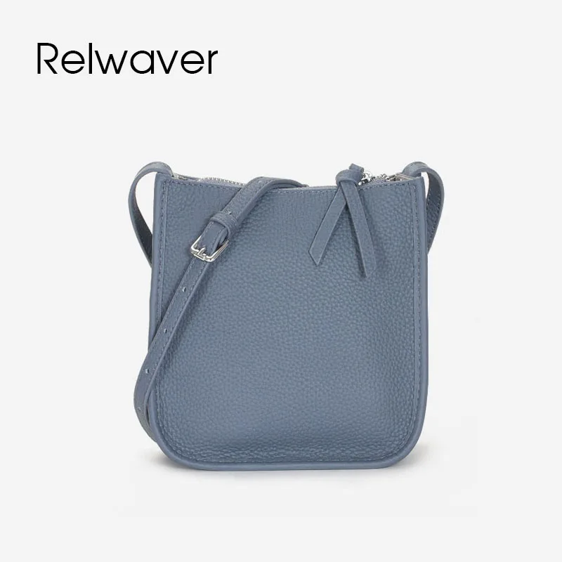 

Relwaver women bag genuine leather fashion trend women messenger bags brief top layer cowhide saddle shoulder bag