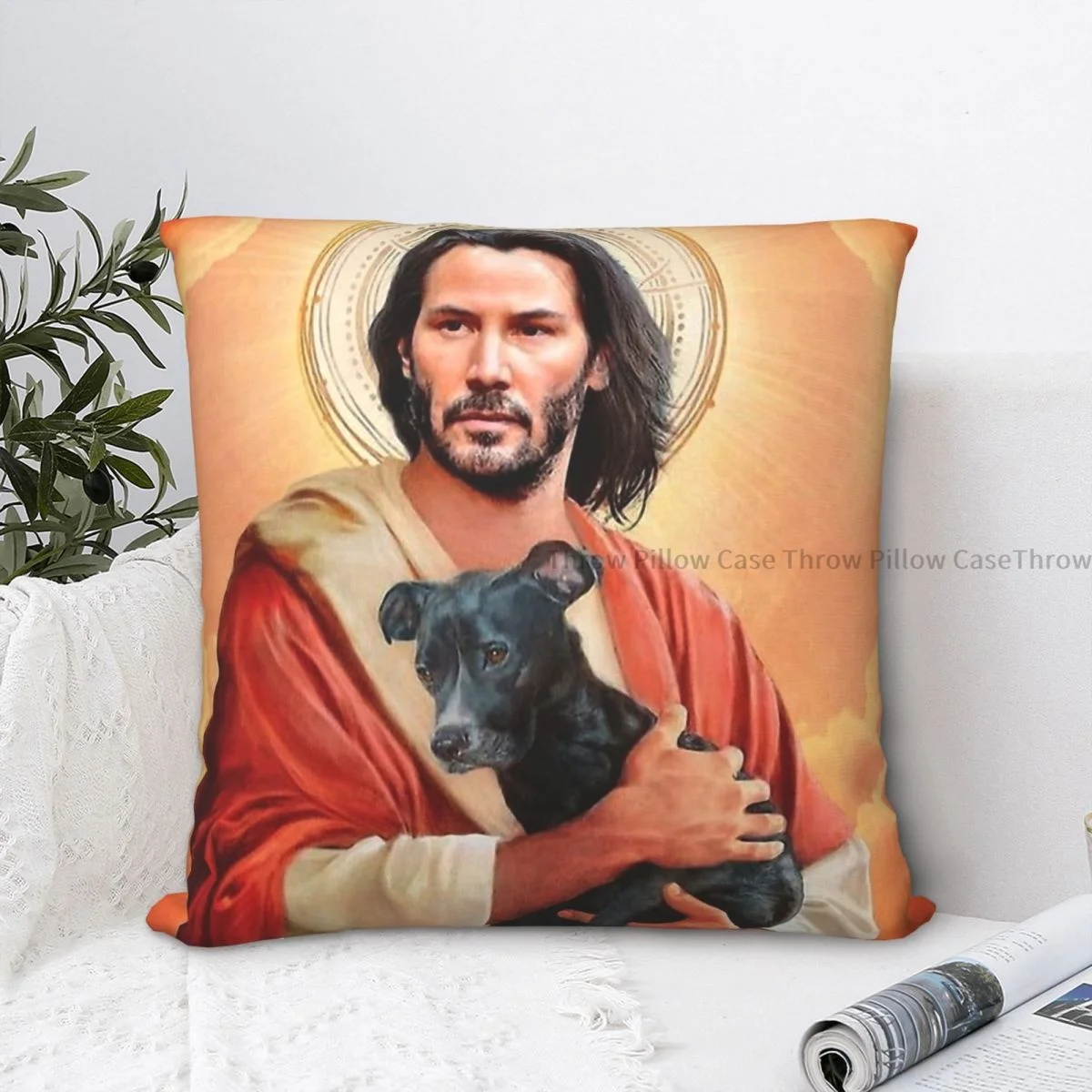 

John Wick Keanu Reeves Lord Saviour Cojines Throw Pillow Case Cushion Home Sofa Chair Print Decorative Coussin