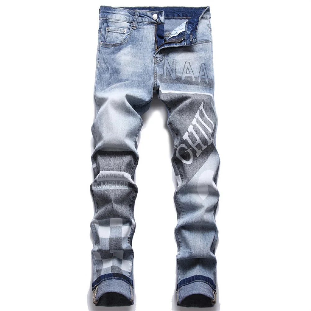 Ripped Men Jeans 2022 Punk Vintage Blue Men Denim Slim Stretch Embroidered Denim Trousers Skinny Jeans Men