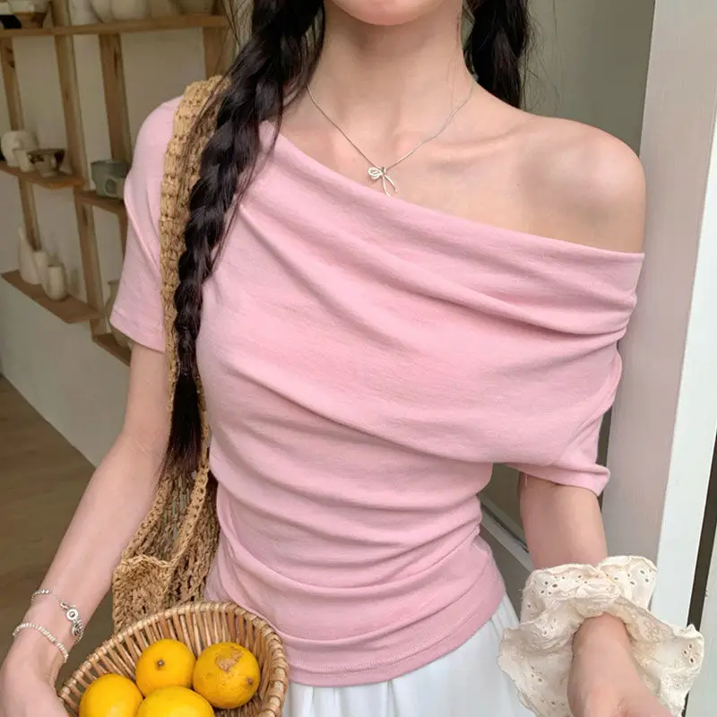 Футболки с открытыми плечами и короткими рукавами хлопковые рубашки для женщин