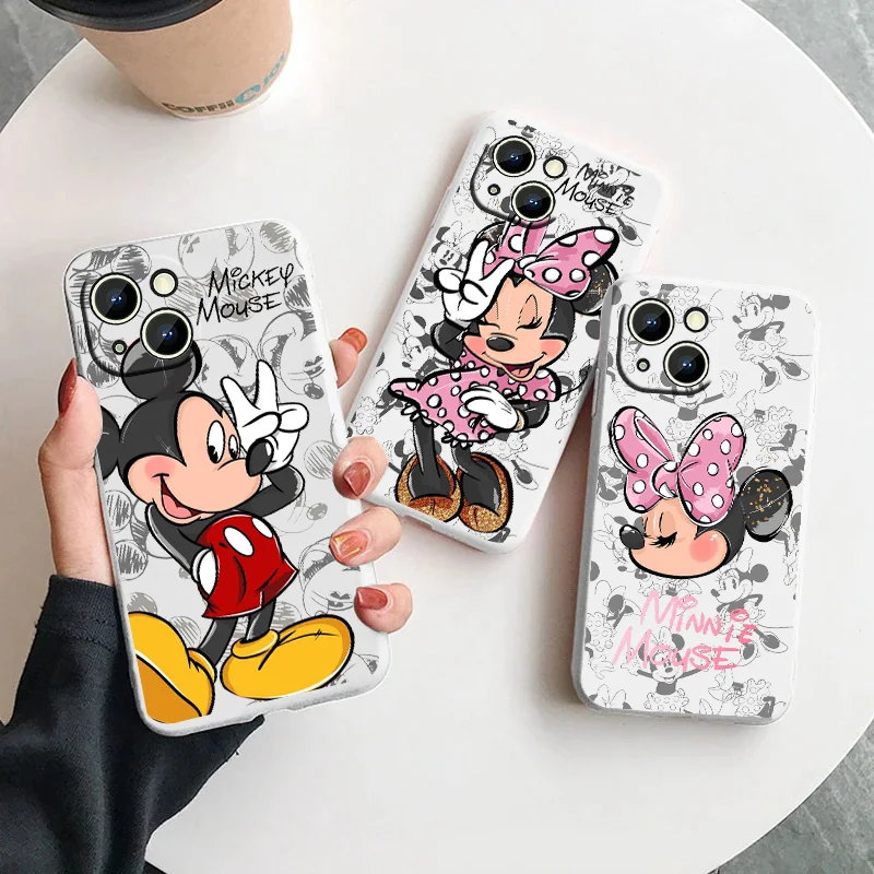 

Cute Disney Mickey Minnie For Samsung Galaxy S23 S22 S21 S20 FE Ultra Plus S10 Lite 5G Liquid Rope Phone Case