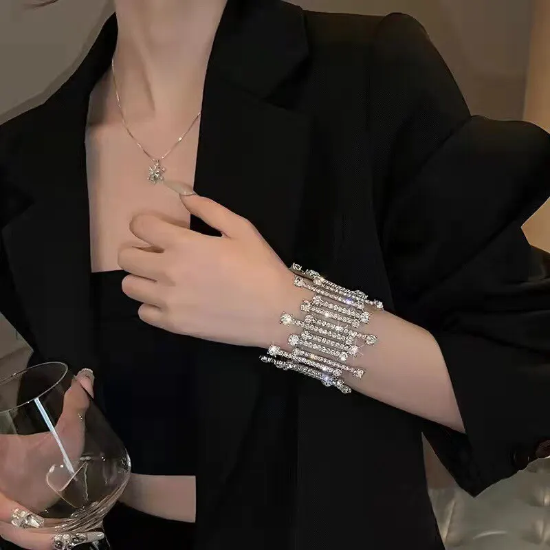 Блестящий эластичный браслет со стразами и кристаллами, блестящие ...