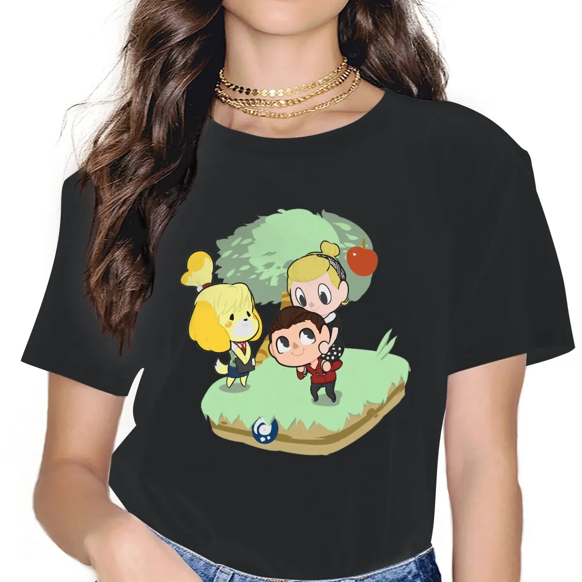 

Женская Винтажная Футболка с принтом веера, винтажная свободная футболка с графическим принтом «виртуальная игра перекрещивание животных...