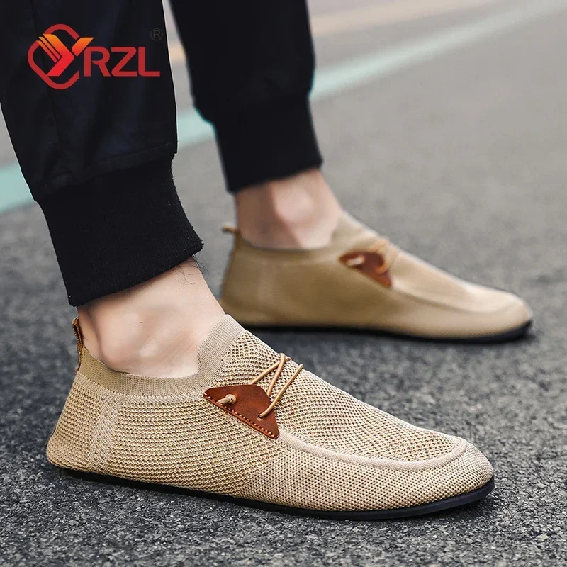 YRZL Mesh Loafers Men Driving Moccasins Thin Bottom Flats Walking Shoes Breathable Non Slip Casual on Mens