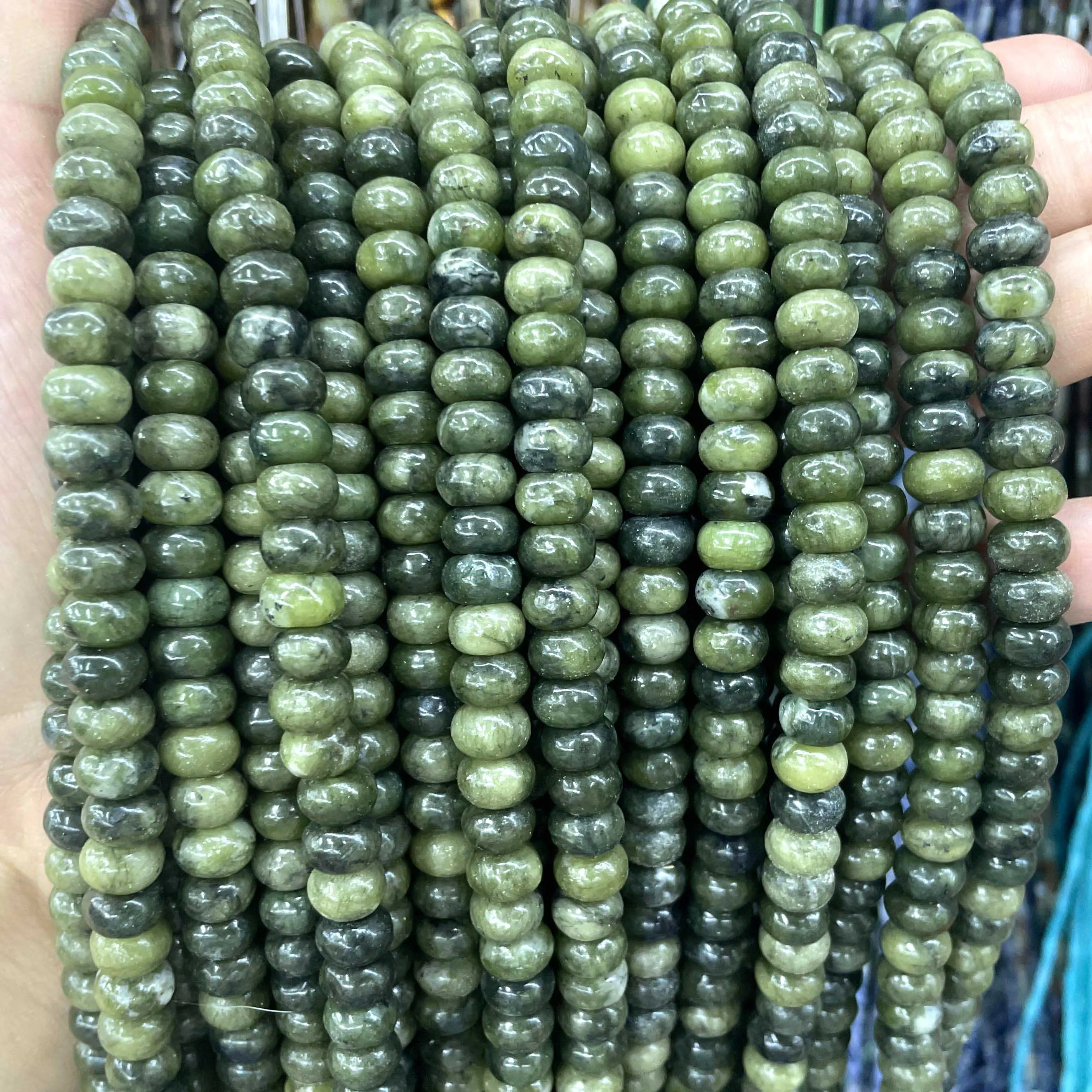 Свободные круглые бусины из натурального камня зеленого нефрита 6 8 10 мм