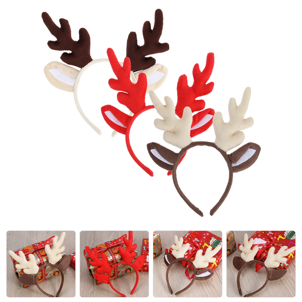 

Christmas Antler Headband Hair Reindeer Xmas Deer Headwear Headbands Party Antlers Ears Hoops Head Elk Hoop Costume Cosplay