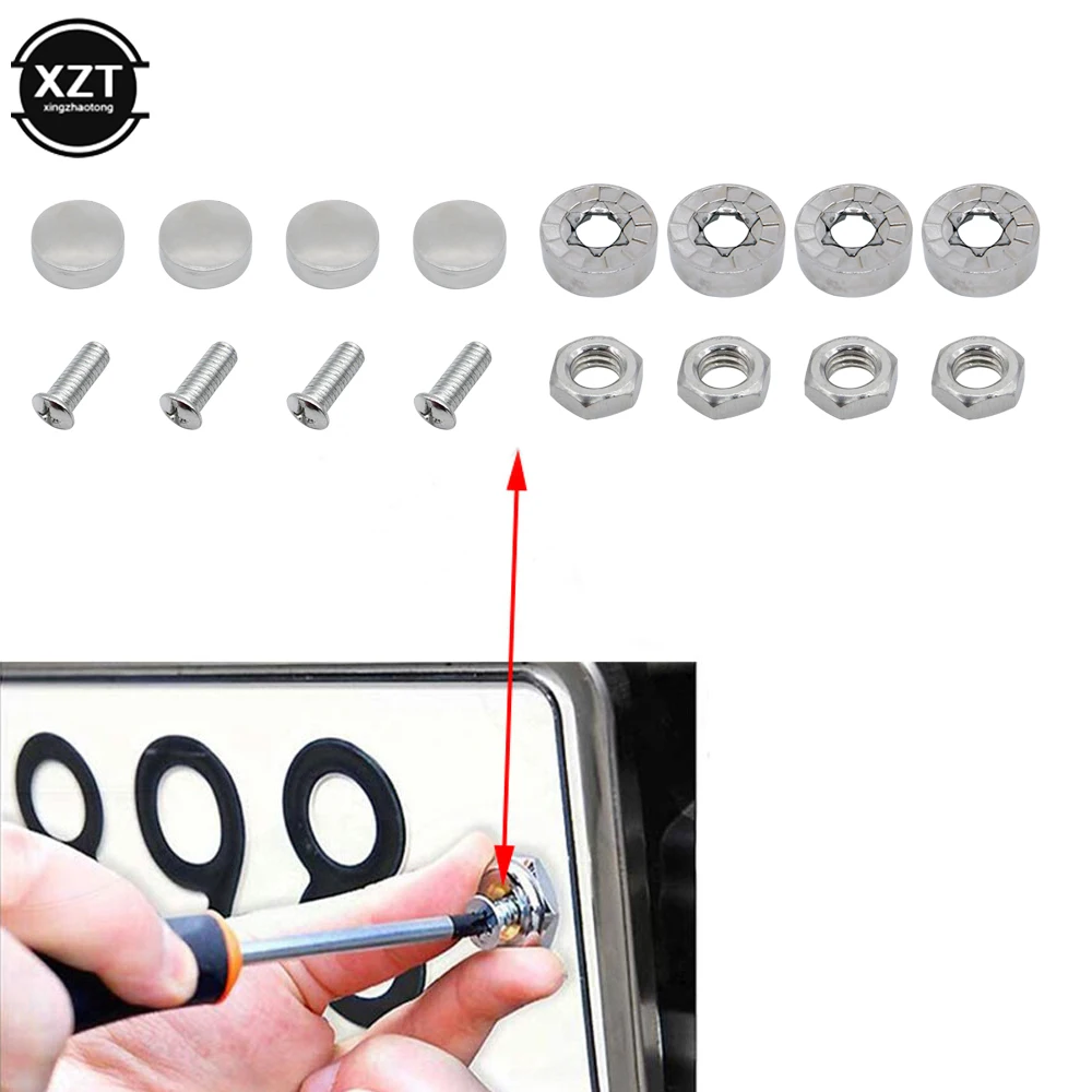 

Anti Theft License Plate Screws for Front and Back License Plates and License Plate Frames or Covers - Rust Proof Steel Hardware