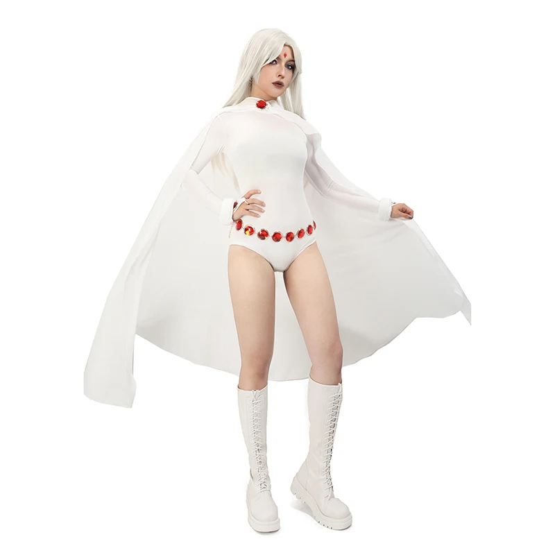 WENAM однотонный белый ворон косплей костюм роскошный комбинезон плащ пояс