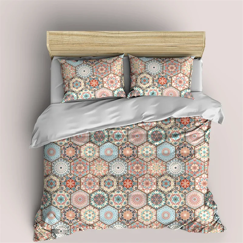 Богемный Комплект постельного белья с рисунком мандалы пододеяльник