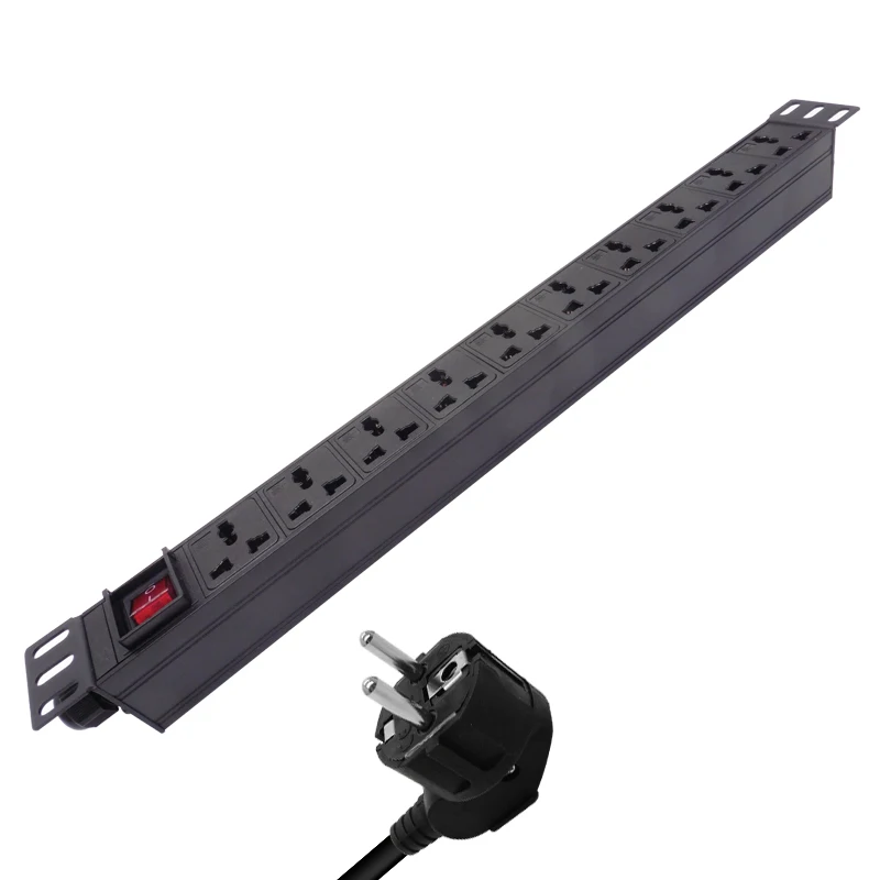 

Power Strip 1U 10 Unit PDU Network Cabinet Rack Aluminum alloy Lightning protection module Universal Socket 16A 3500W
