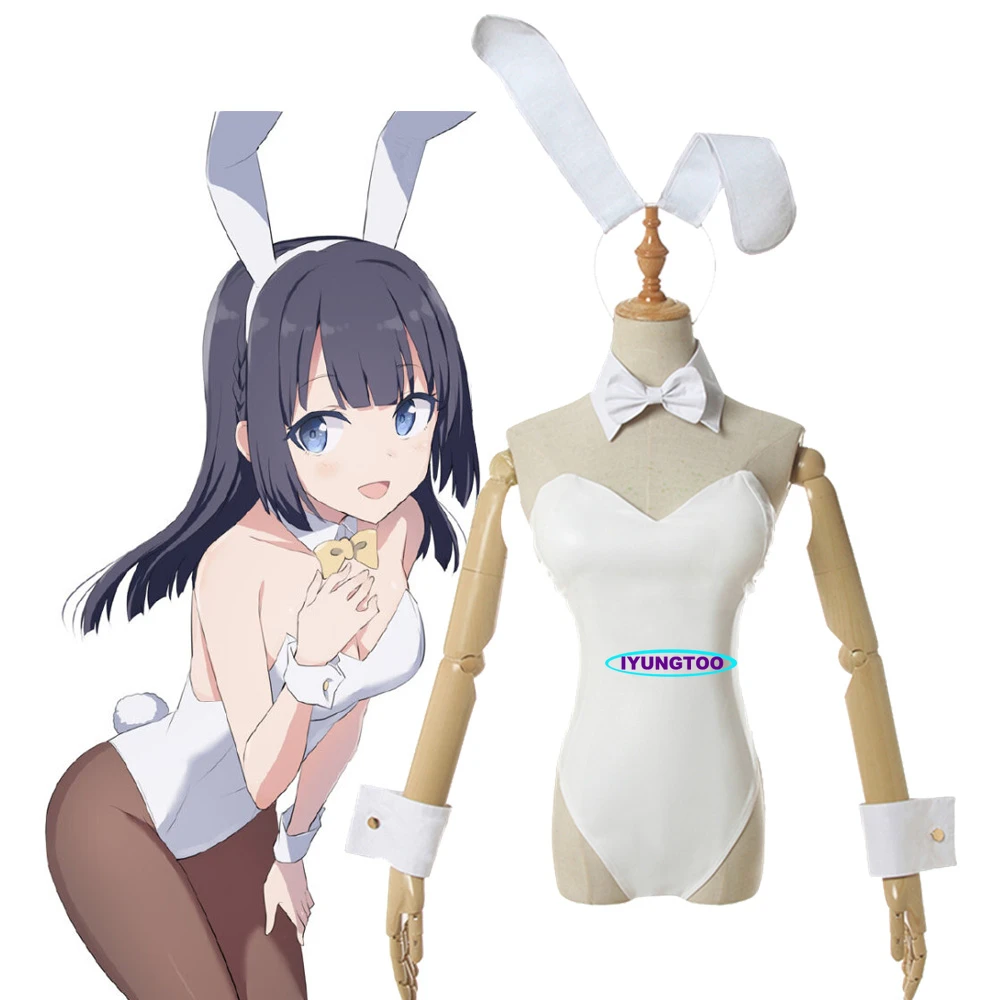 

Seishun Buta Yarou серия Sakurajima Mai косплей костюм милый сексуальный кролик девочка Белая искусственная кожа Кролик фотокостюм