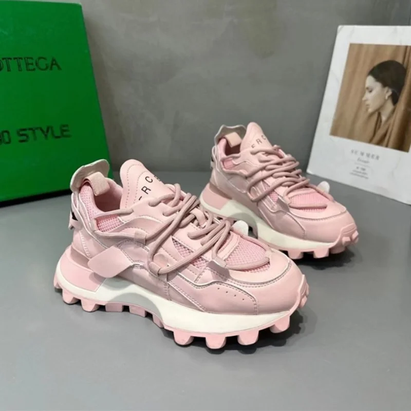 

Spring/Summer 2023 Fashion Women's Mix and Match Thick Sole Sports Shoes Casual Mesh Breathable Platform Vulcanized Shoes