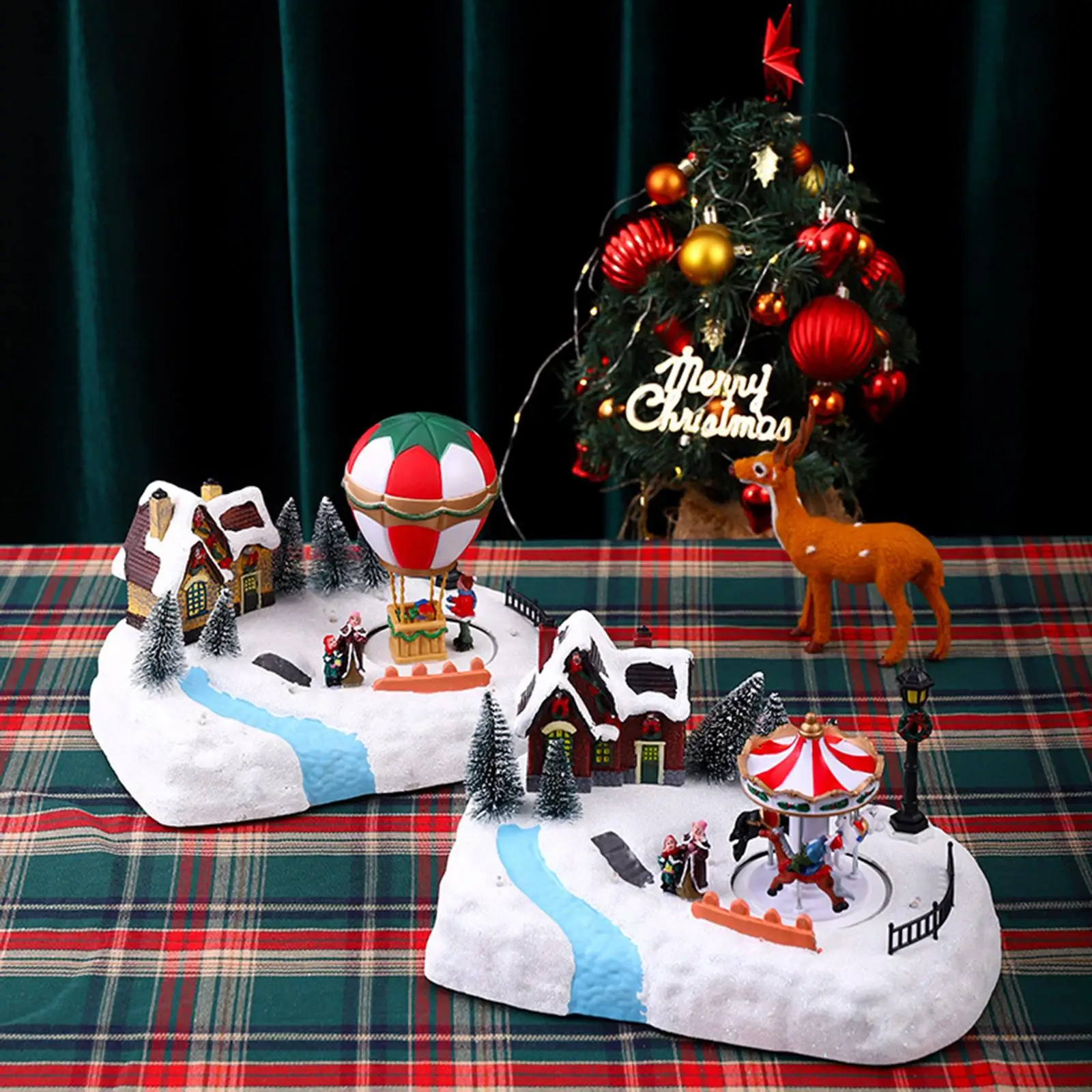 

Christmas House, Lighted Christmas Decoration, Music Playing Decors Kids Santa