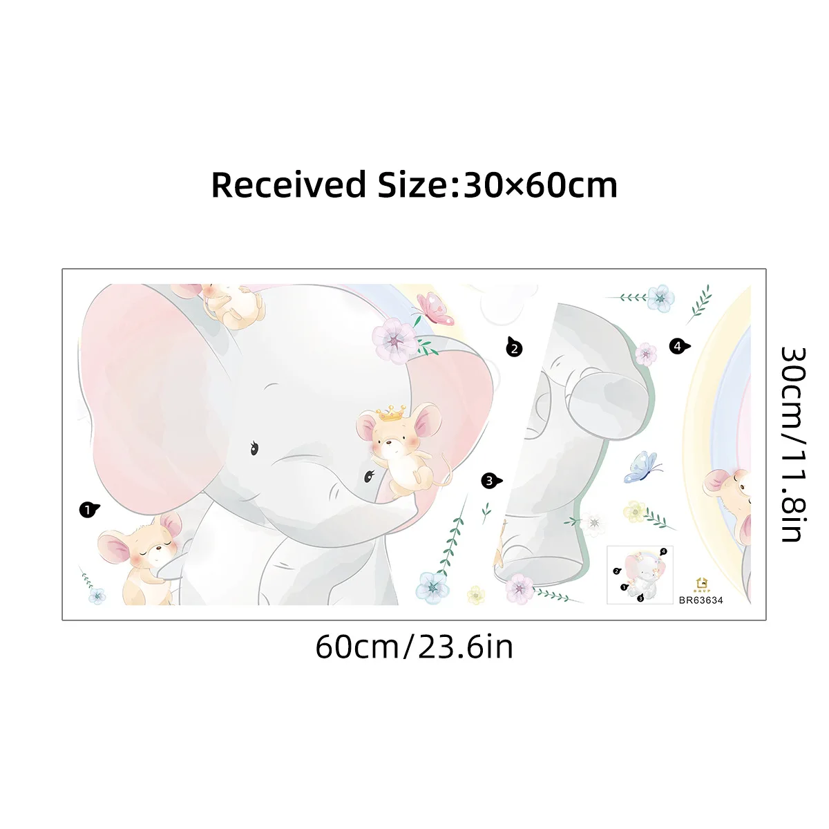 Очаровательные Наклейки На Стену Со Слоном Для Детской Комнаты Радужные Декор