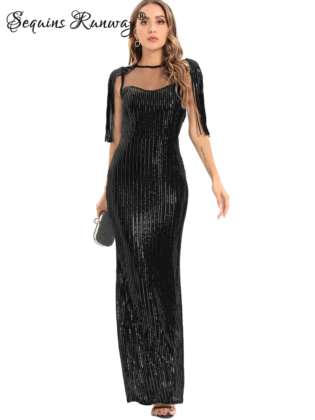 Сексуальное прозрачное облегающее летнее платье с блестками женское элегантное