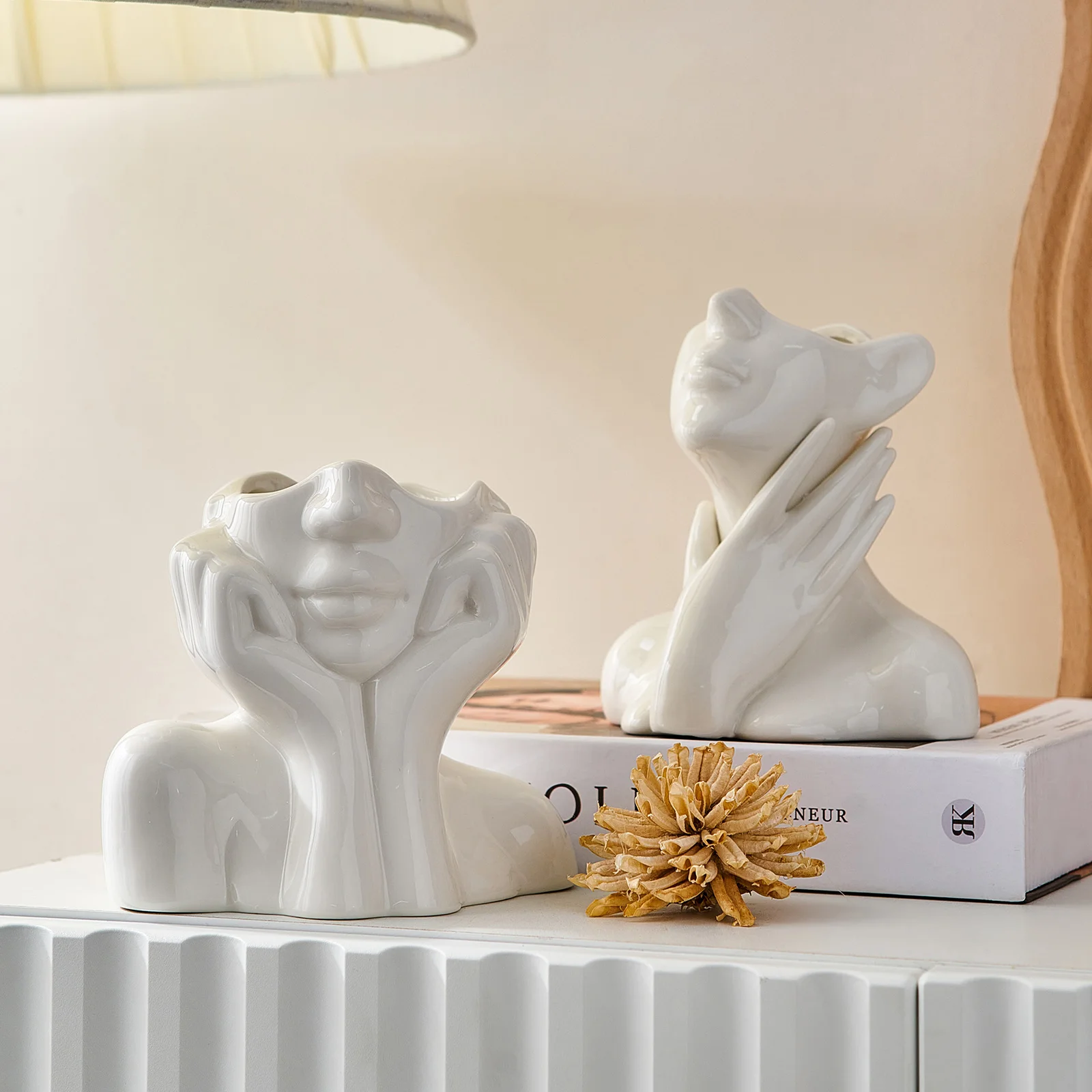 

Vase Head Ceramic Vase Dried Flowers Table Decoration Living Room Office