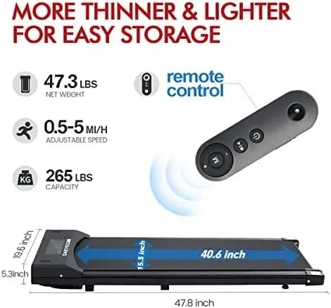 

Pad Under Desk Treadmill Walking Treadmill Under Desk for Office Home Use, Portable Desk Treadmill with Remote, LED Display for