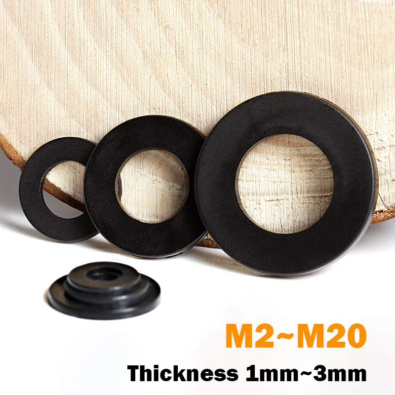 

Черная пластиковая нейлоновая плоская шайба, плоская прокладка M2 M2.5 M3 M4 M5 M6 M8 M10 M12 ~ M20, изоляционное прокладочное кольцо для винта 1 мм ~ 3 мм
