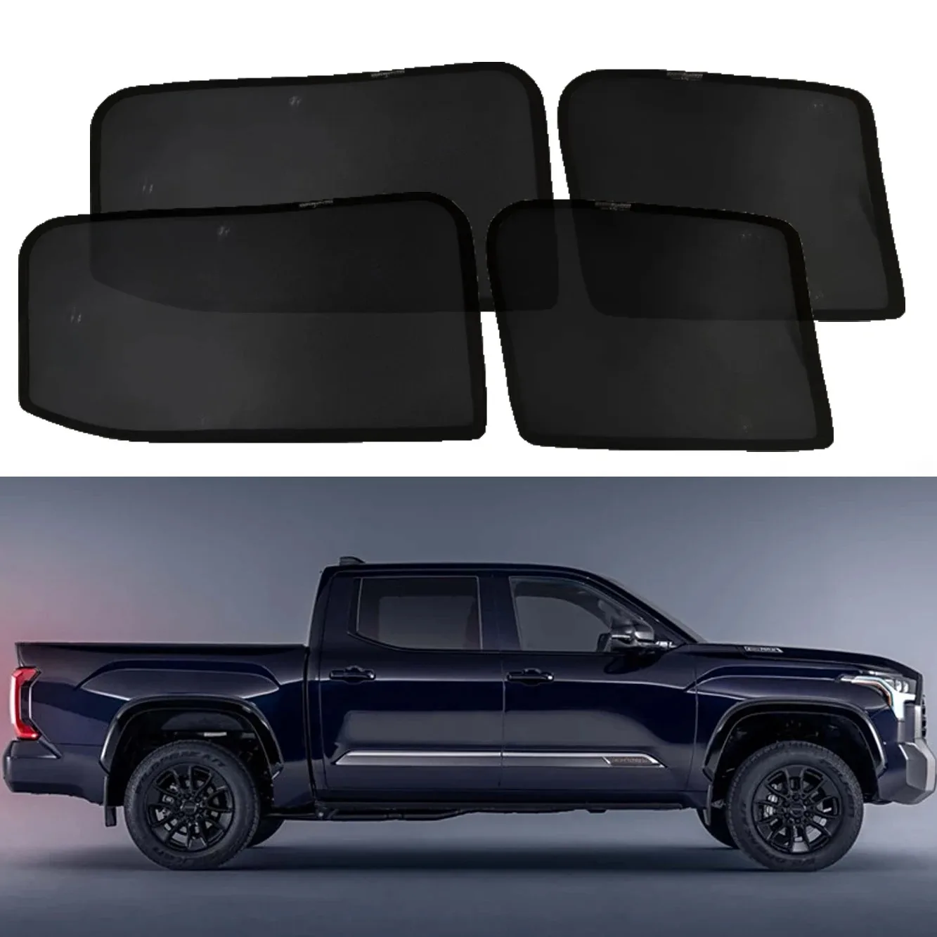 Фото Магнитные солнцезащитные шторки на лобовое стекло для Toyota Tundra XK770 Pick Up 2022-2026, аксессуары №1