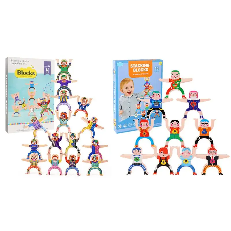 

Kids Hand Balance Toy Clown Stacking Game Set Kindergarten Teaching Aid 16pcs