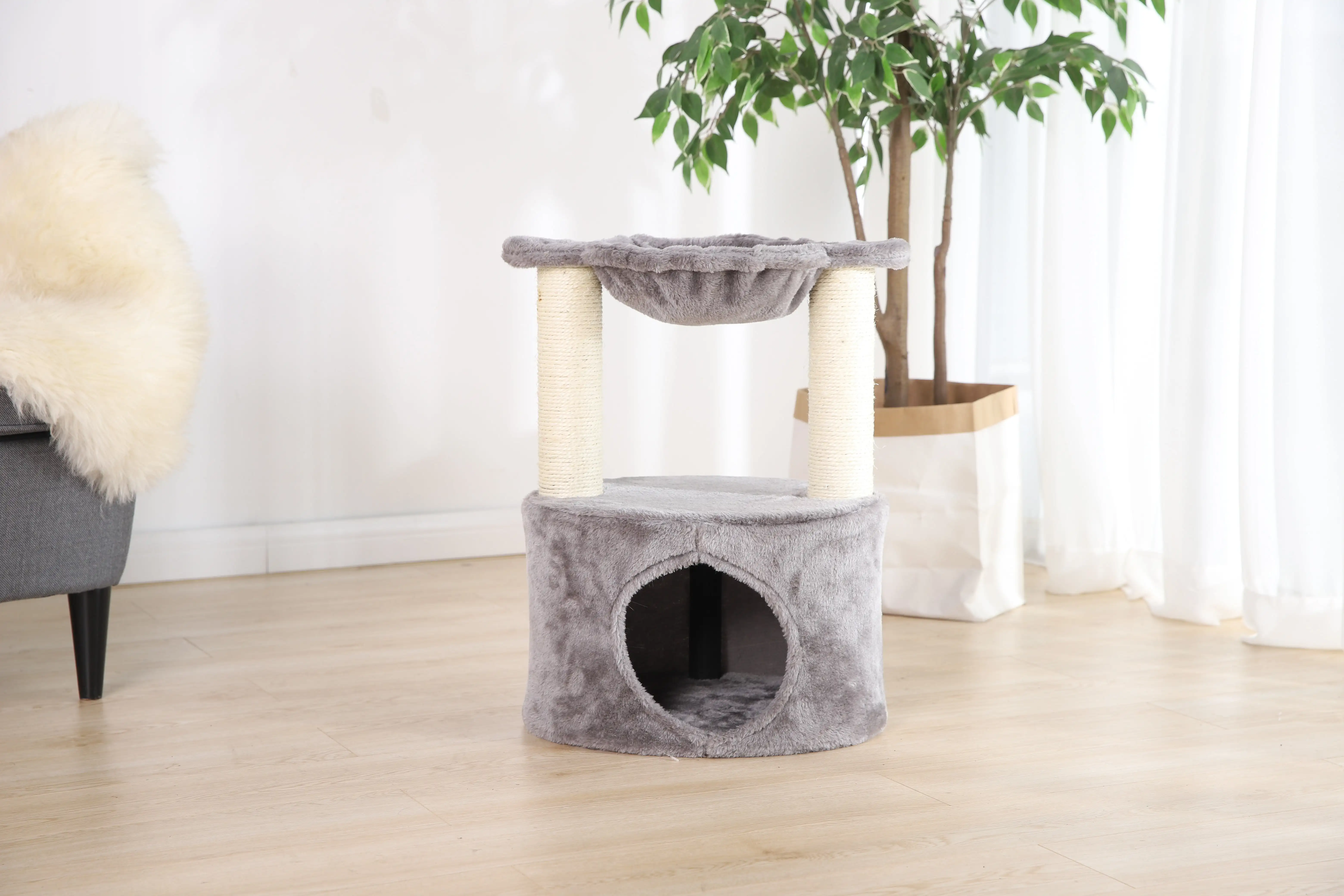 

2-Level Multi-Functional Cat Tree Condo, Gray, Medium, 20" Tall