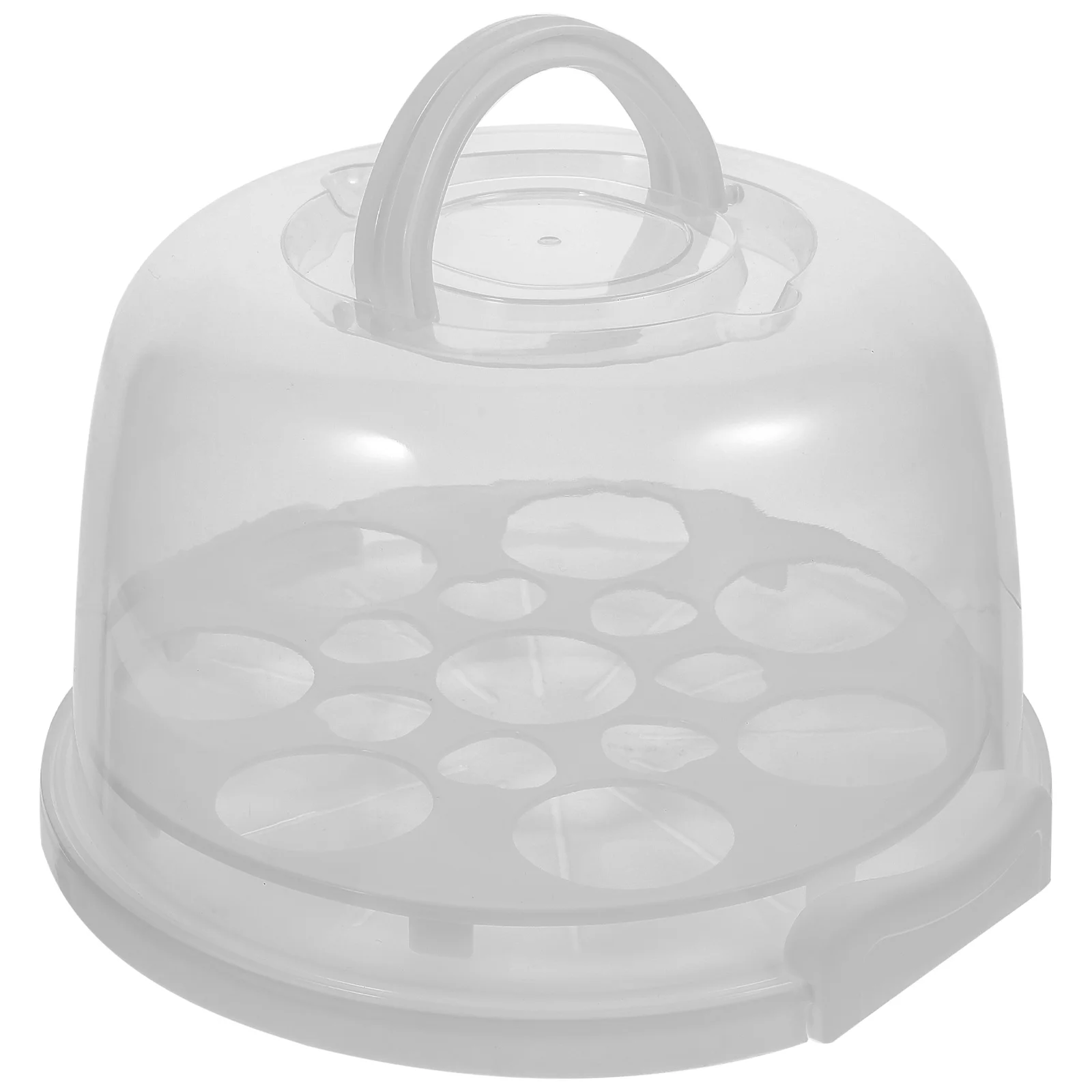 

Cake Carrier Holder Container Stand Cupcake Box Round Lid Muffin Portable Handle Tray Keeper Display Storage Clear Pies Section
