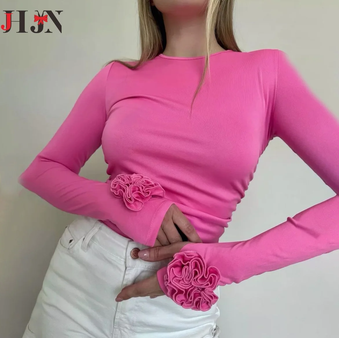 JHJN женская футболка с вязаным верхом белая рубашка ремешком Poleras Mujer De Moda 2024