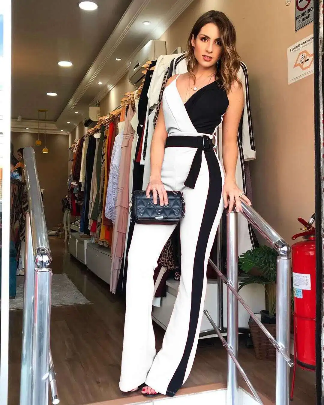2022  Women's Summer Fashion Condole Belt Color V-neck Sexy Tall Waist Jumpsuits Spaghetti strap  Blakless dress