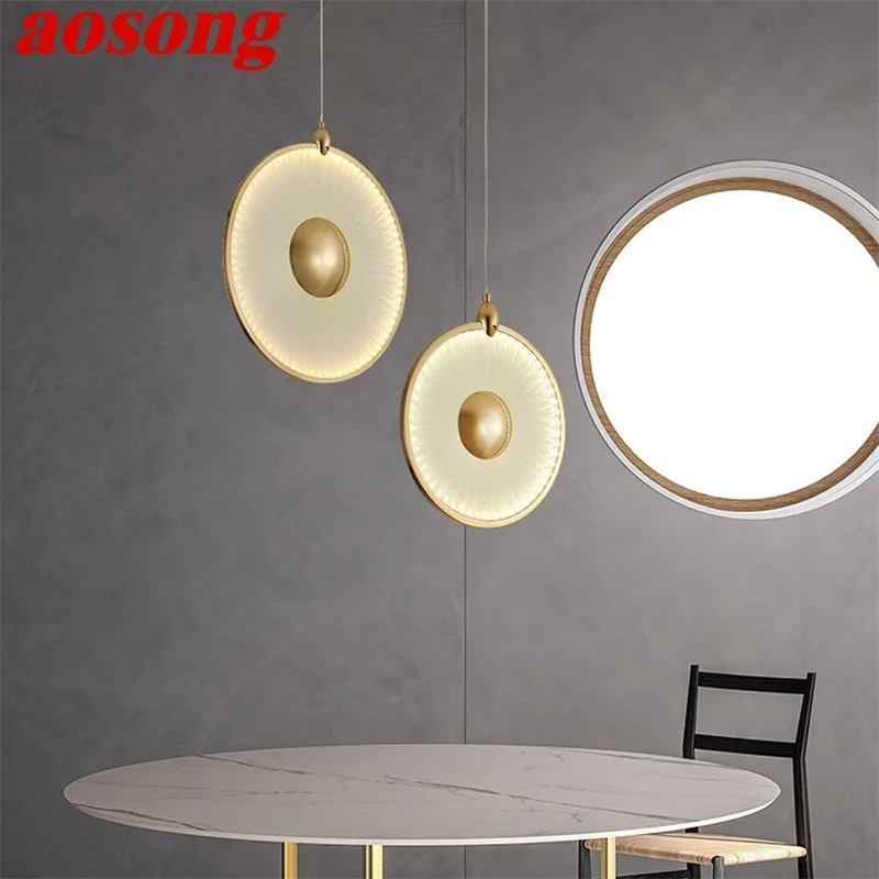 

AOSONG Nordic Pendant Light Modern Round LED Lamp Creative Design Decoration For Living Dining Room Bedroom