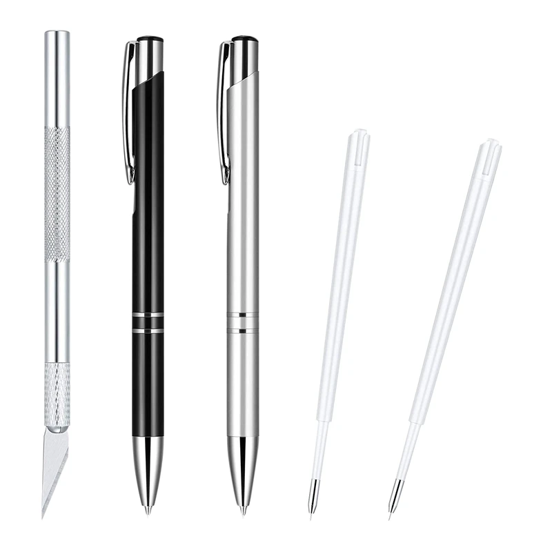 

2 Pieces Air Release Pen Craft Vinyl Weeding Tools With 2 Refill 1 Craft Knife For HTV Craft Vinyl Squeegee Out Bubble