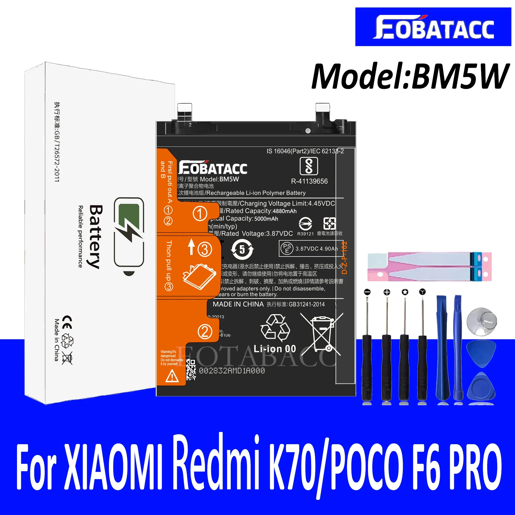 EOTABACC 100% Новый оригинальный аккумулятор BM5W для XIAOMI K70/POCO F6 PRO Аккумулятор +
